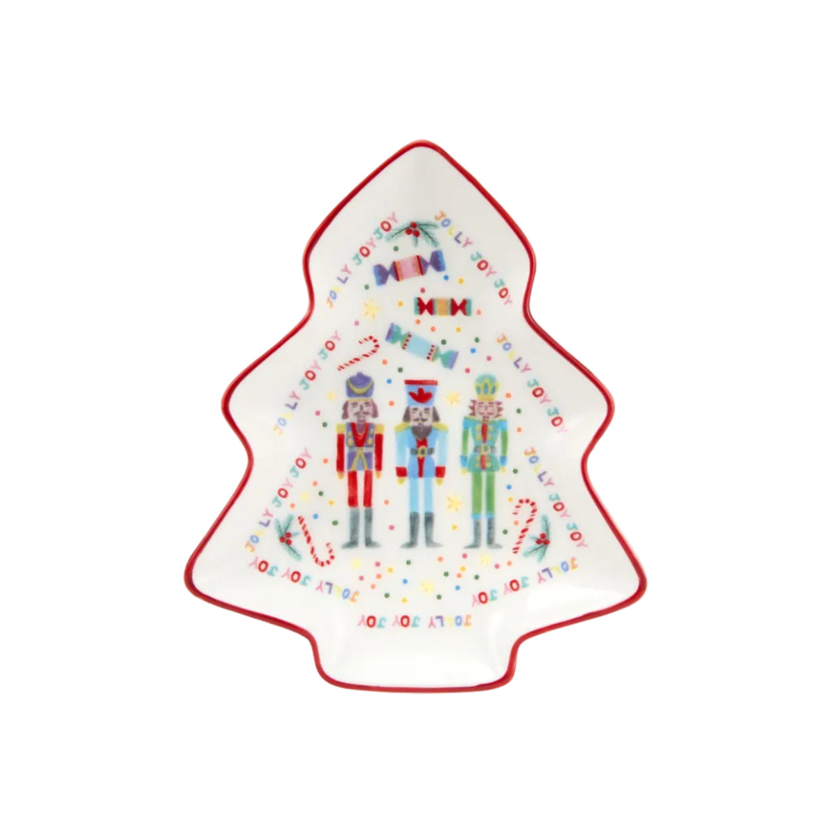 Porseleinen schaaltje in de vorm van een kerstboom met illustratie van 3 notenkrakers van Maxwell and Williams