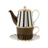 Tea for one set van Maxwell and Williams zwart, wit en goud in cadeaudoos verpakt