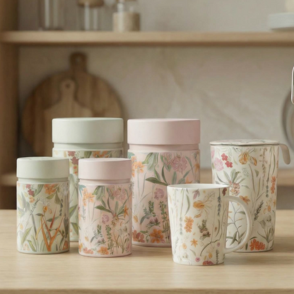 Collectie Mira van Eigenart theeblikken , cupti en teaeve