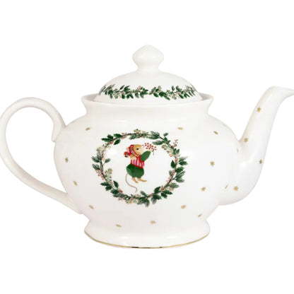 Achterkant theepot wit met muisje van Greengate Joanni 1000ml