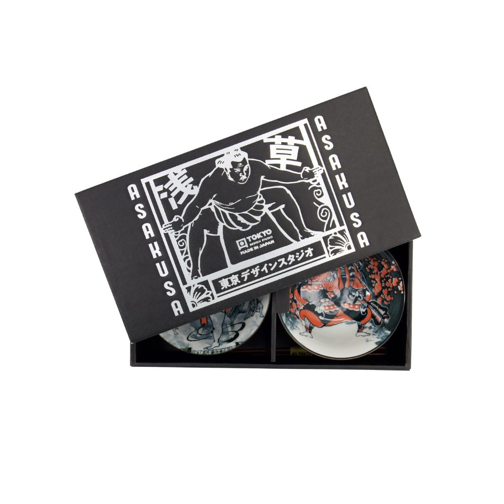 Asakusa Tayo Kommen Set Sumo – Set van 2 | Tokyo Design Studio - Sumo worstelaar  in cadeaudoos