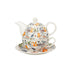 tea for one set met luierende katten, met losse theefilter. Duo Gifts