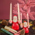 Set van 2 kerstmannen kandelaars 18cm en 12cm keramiek van Rice