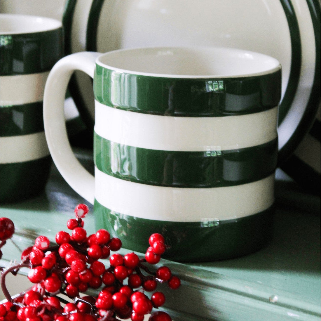 Cornishware Adder Green Lunchbord 24.5cm - Handbeschilderd