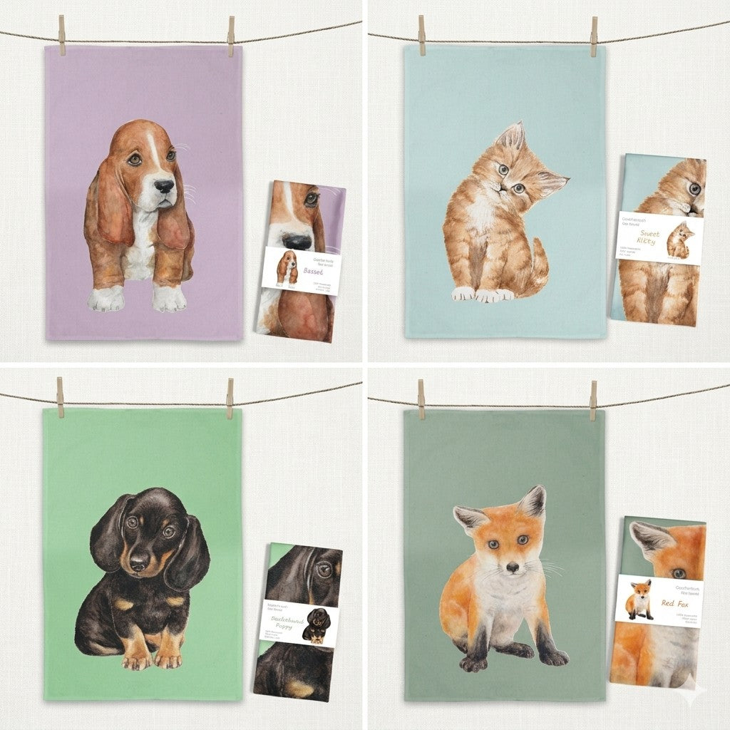 Maluu keukentextiel set van 4 dierenprints
