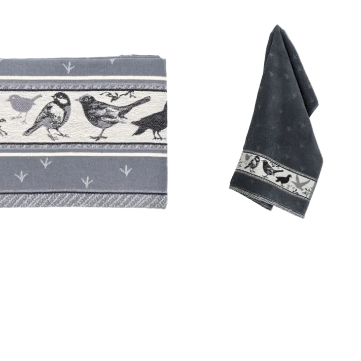 Bunzlau Castle Handdoek en Theedoek Set Vogel - Antraciet