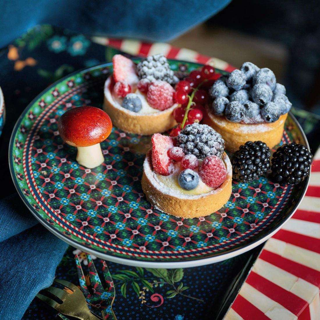 Pip Studio Berry Blues taartplateau - ⌀21cm