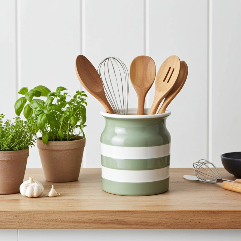 Cornishware Willow Green Utensil Jar 84cl
