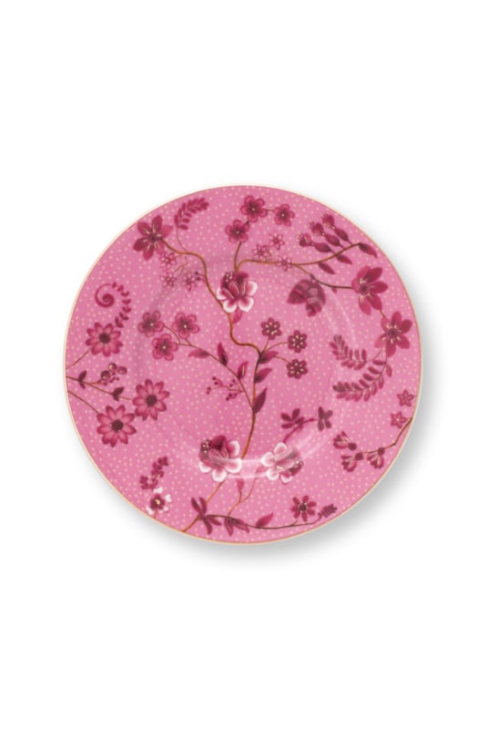 Pip Studio Jolie Flowers pink Petit Four bordje - Ø12 cm - Roze