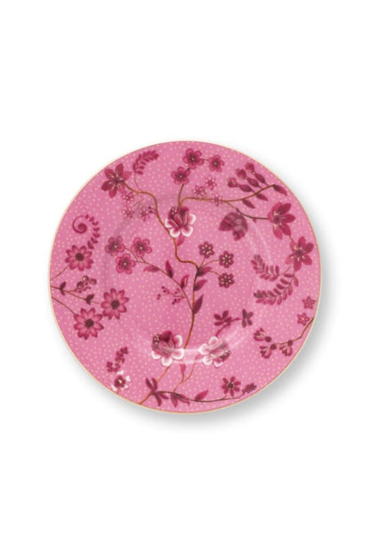 Pip Studio Jolie Flowers pink Petit Four bordje - Ø12 cm - Roze