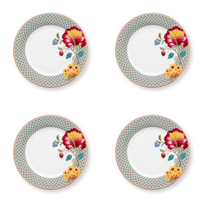 Dinerborden set van 4 blauw met bloem Pip Studio Blooming Tales