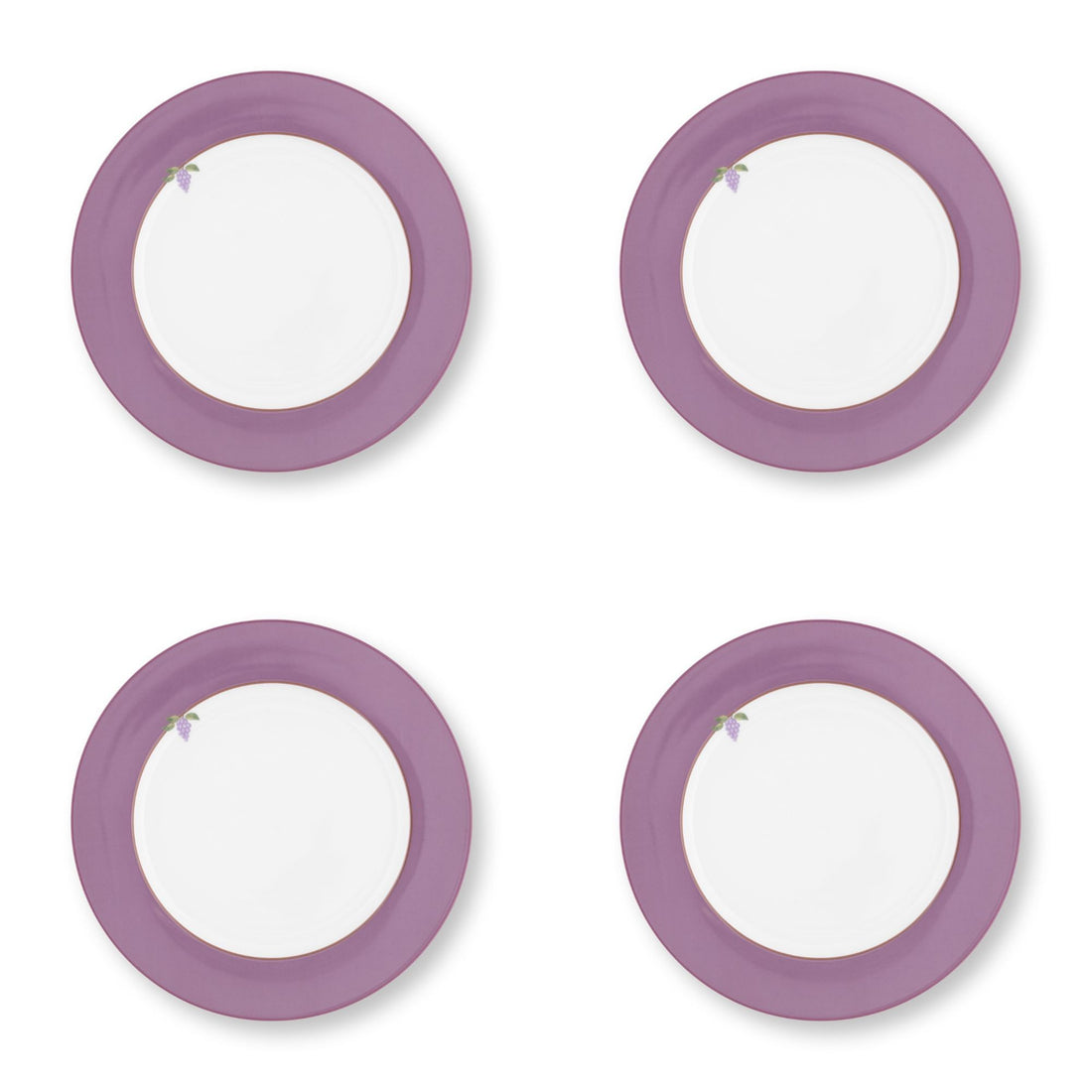 Dinerborden set 4 personen paars lily en lotus pip studio servies 