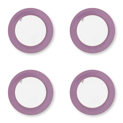 Dinerborden set 4 personen paars lily en lotus pip studio servies 