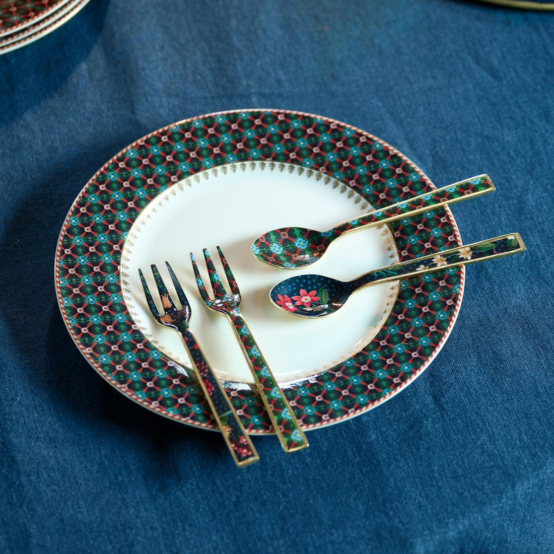 Pip Studio Berry Blues Emaille Gebäckgabeln - 4er-Set