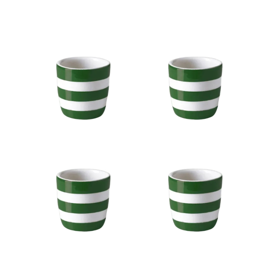 Eierdoppen groen wit gestreept Cornishware addergreen, handbeschilder. vaatwasserbestendig