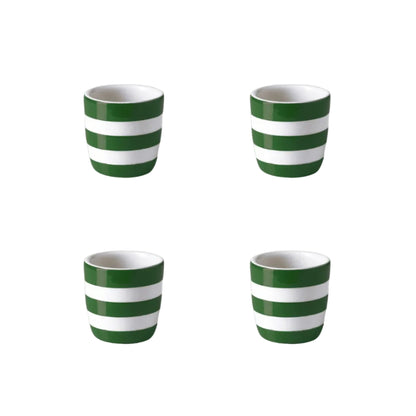 Eierdoppen groen wit gestreept Cornishware addergreen, handbeschilder. vaatwasserbestendig