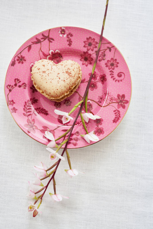 Pip Studio Jolie Flowers pink Petit Four bordje - Ø12 cm - Roze