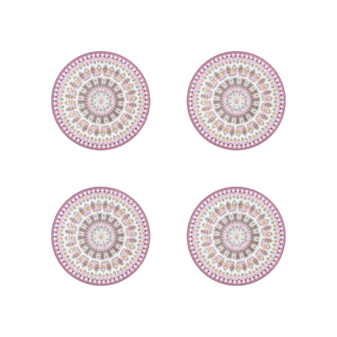 Vier lila gebaksborden van Pip Studio Lily en lotus. geometrisch patroon. Vaatwasserbestendig