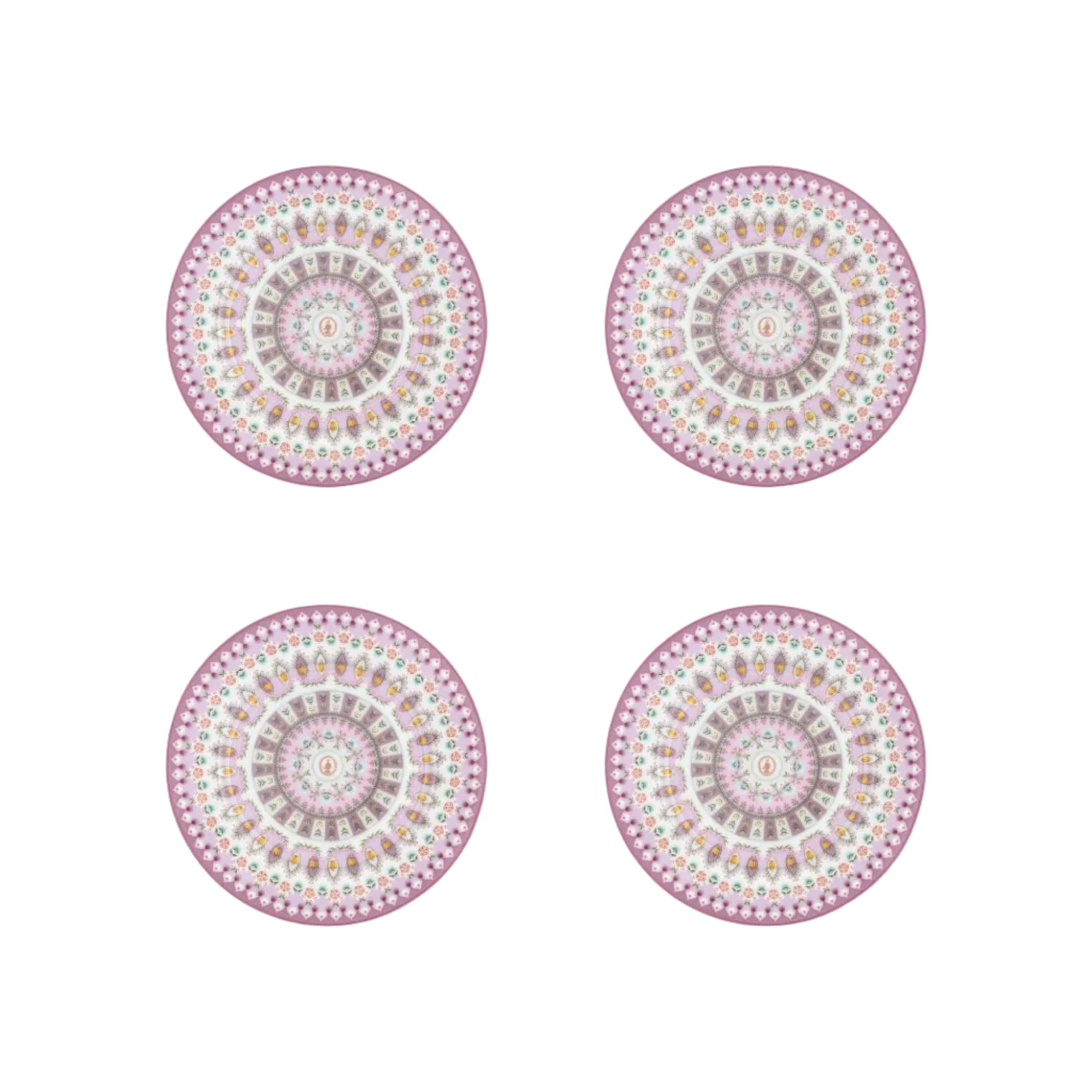 Vier lila gebaksborden van Pip Studio Lily en lotus. geometrisch patroon. Vaatwasserbestendig