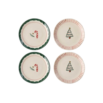 set van vier kerst gebaksbordjes van rice