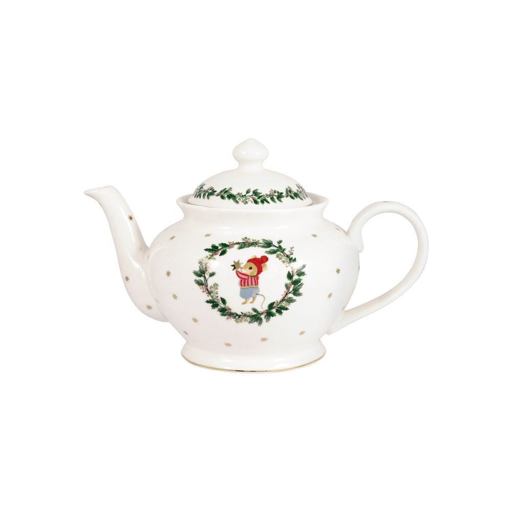 Greengate Joanni theepot wit met gouden sterren - kerst servies theepot