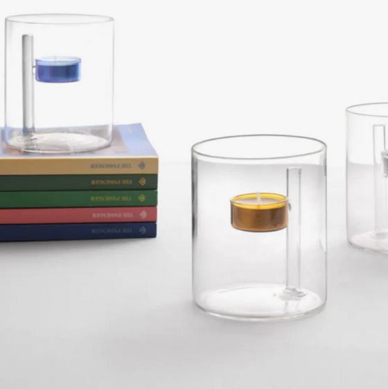Ichendorf Milano waxinelichthouder Iris blauw glas