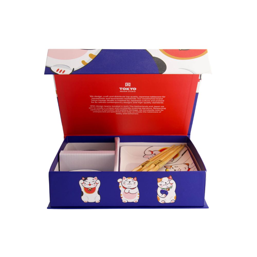 Tokyo Design Studio Kawaii Lucky Cat Sushiset voor 2 Personen in cadeaudoos
