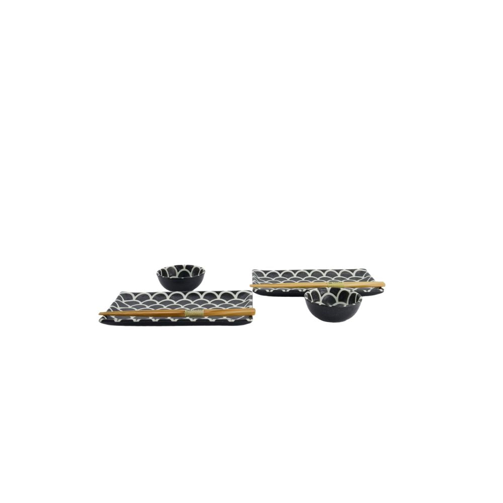 Tokyo Design Studio Mermaid Onyx Noir Sushi set voor 2 zijkant set