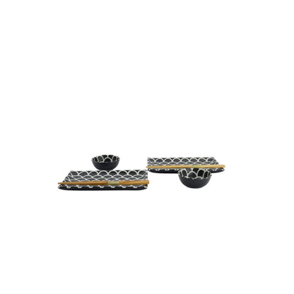 Tokyo Design Studio Mermaid Onyx Noir Sushi set voor 2 zijkant set
