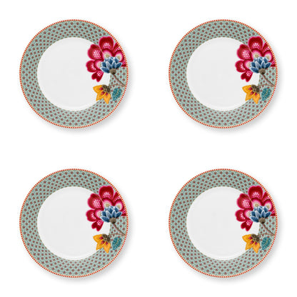 Pip Studio Blooming Tales Fantasy Blue ontbijtborden set 4 personen