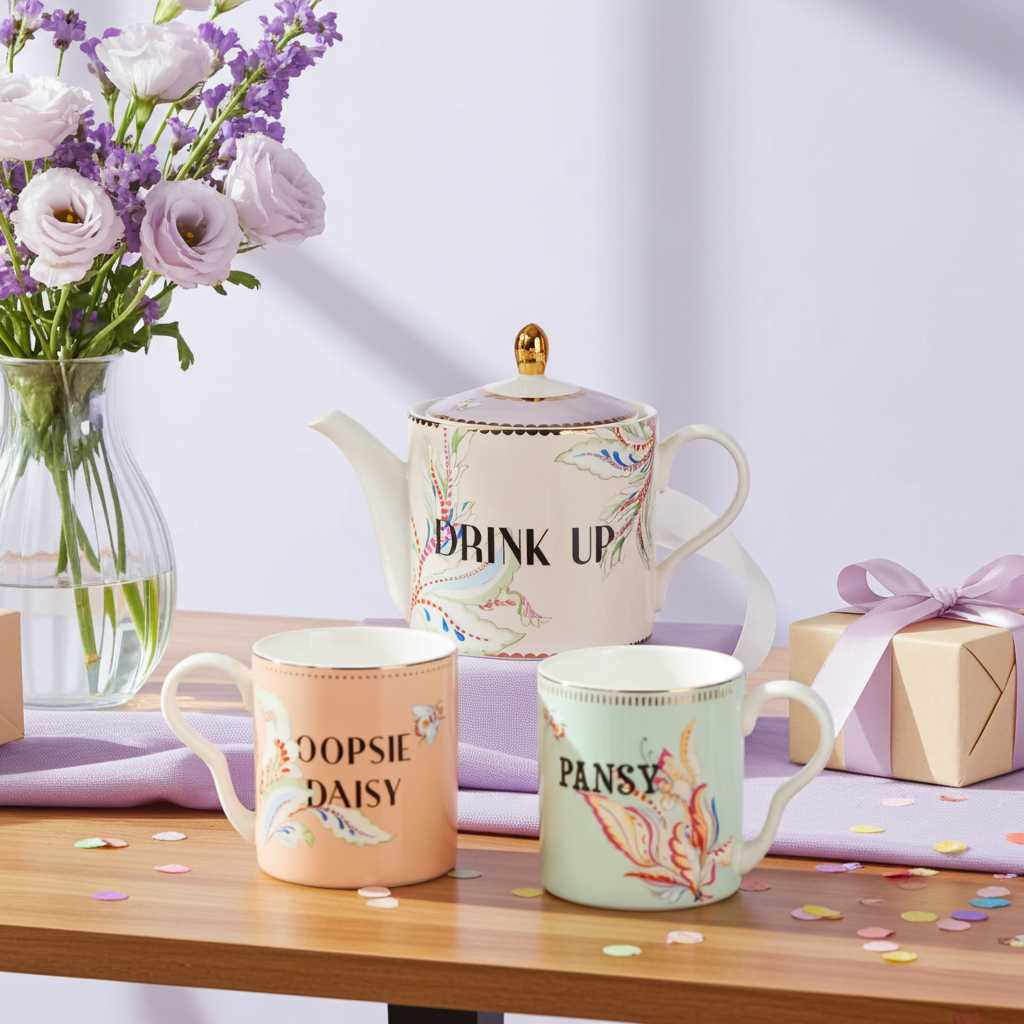 Yvonne Ellen London Flower Teapot and 2 mugs
