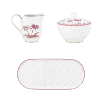Pip Studio Jolie Pink Set van 3 - Suikerpot, Melkkannetje en Bordje