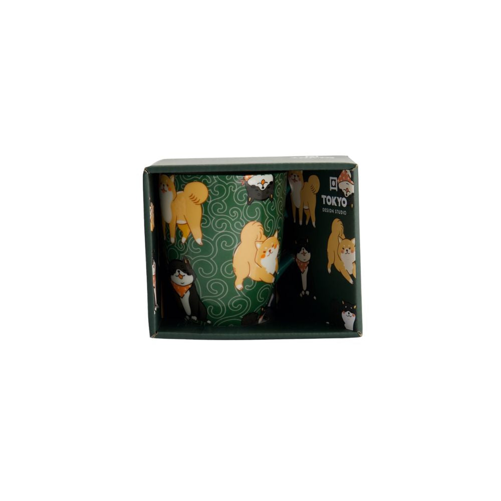 Tokyo Design Studio Kawaii Mok Shiba groen in verpakking 