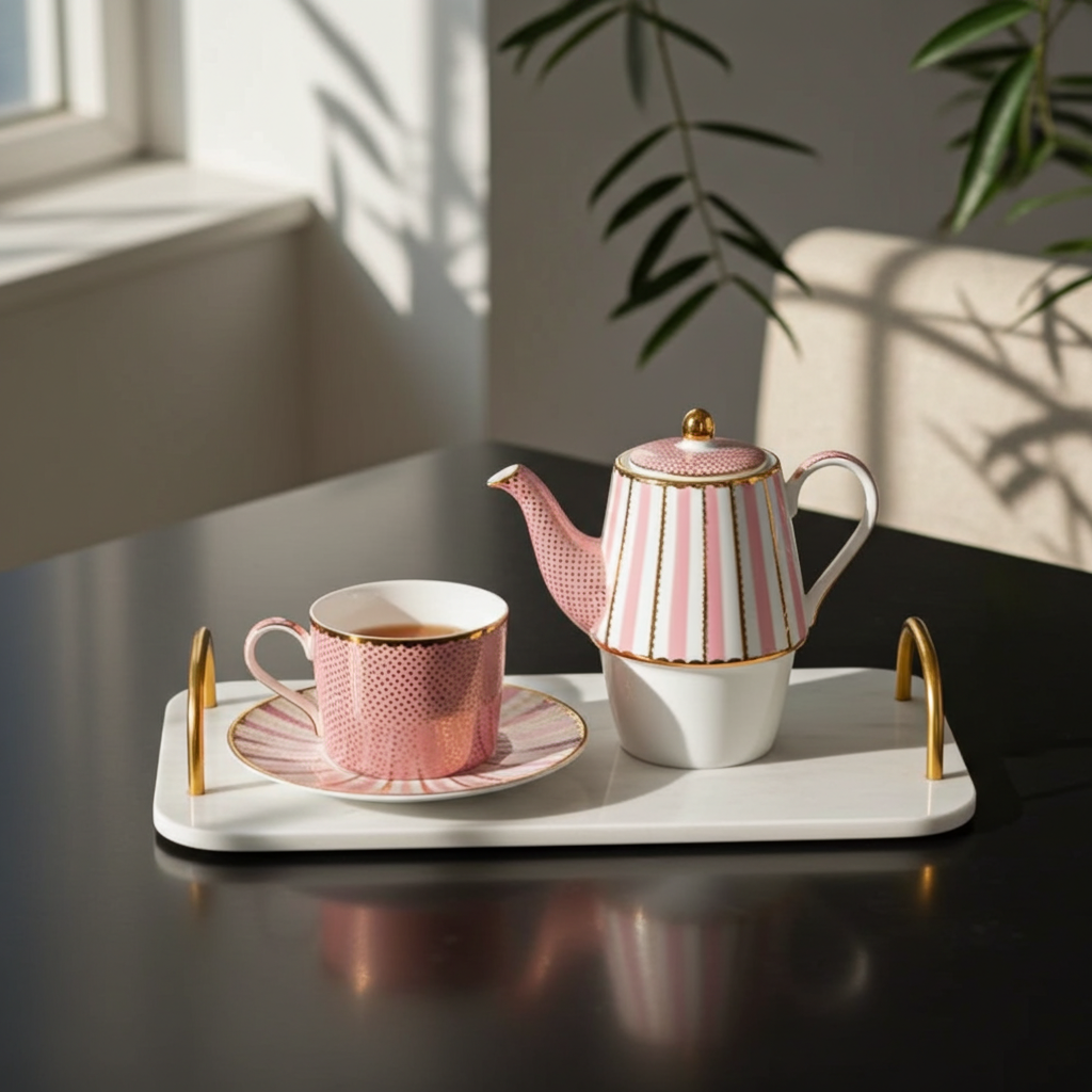 Roze tea for one set Maxwell en Williams Regency