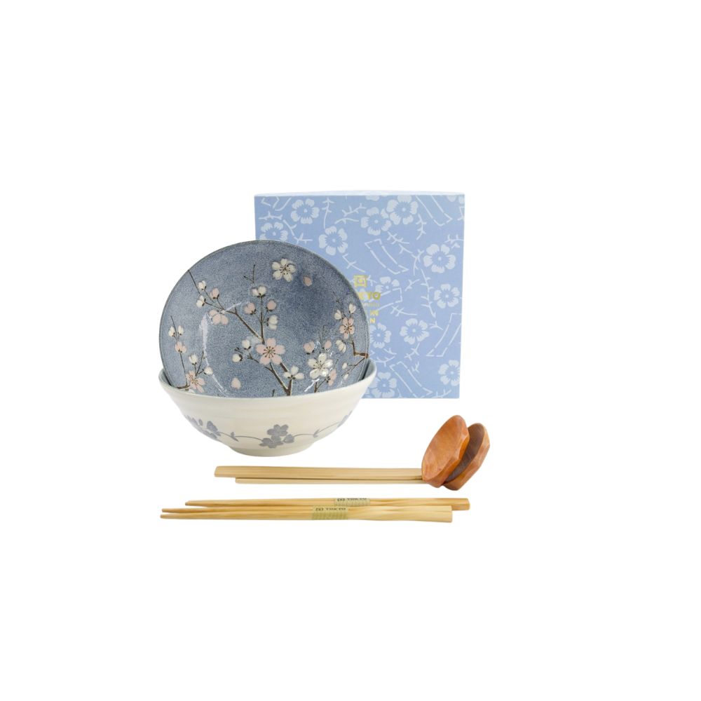 Tokyo Design Fujisakura Ramen Kom Grijs blauw Set/2 – 1000 ml set